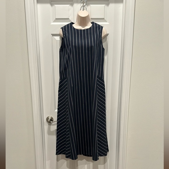 ‘S MaxMara midi sleeveless navy and grey stripe dress size 10 - Picture 13 of 13